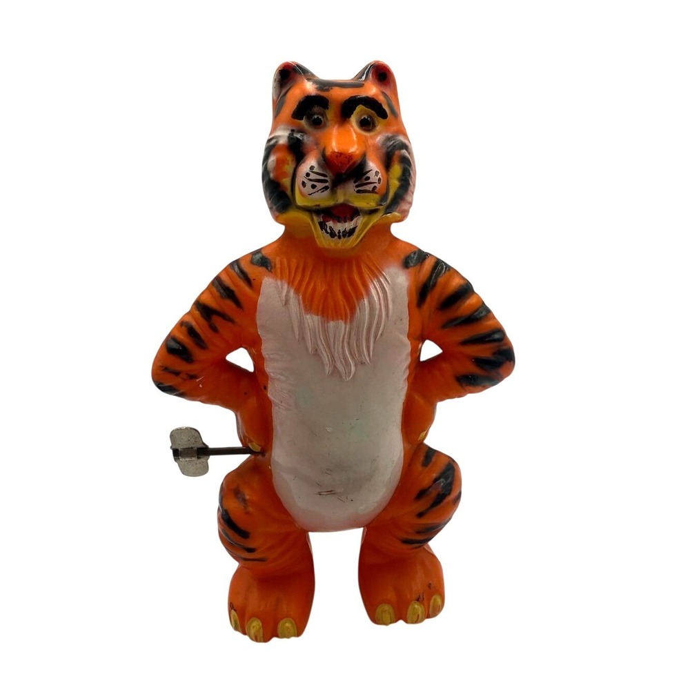 Vintage 1965 Louis Marx & Co Wind Up Tiger Toy‎ Orange Black Striped Hong Kong